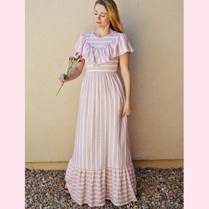 NWT Pink Maxi Dress Prairie Style - USA Made